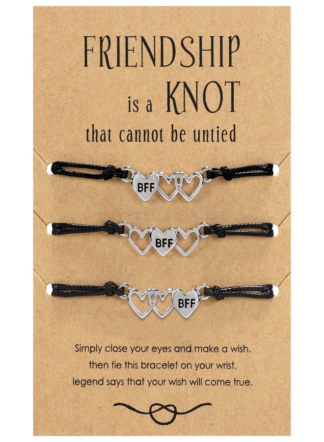 Teniinet Adjustable size and beautiful bracelet,best friend gift for women(Silver Heart for 3) - Image 1